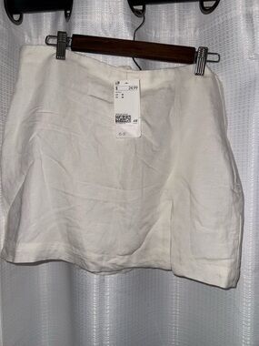 White Linen Mini Skirt H&M women’s medium ivory new